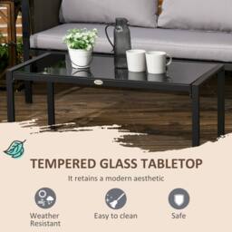Wyld Haus Vafa 4 Seater Garden Sofa Set Black Frame Light Grey Cushions - thumbnail 5
