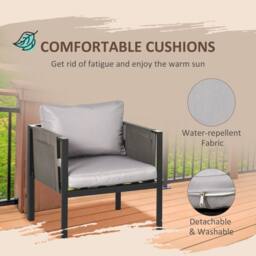 Wyld Haus Vafa 4 Seater Garden Sofa Set Black Frame Light Grey Cushions - thumbnail 6