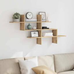 Berkfield Home Wall Shelf Artisian Oak 124.5x18x60.5 cm Engineered Wood in Brown - thumbnail 3