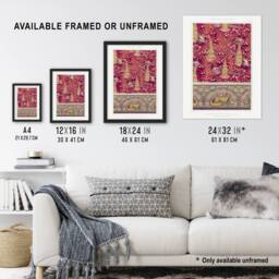 "Artery8 Flowers Pheasants Foxes Patterns Vintage Framed Wall Art Print Verneuil - Size: W12"" x H16""" - thumbnail 3