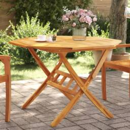 Berkfield Home Folding Garden Table √ò110x75 cm Solid Wood Acacia - Size: 110x75 cm - thumbnail 2