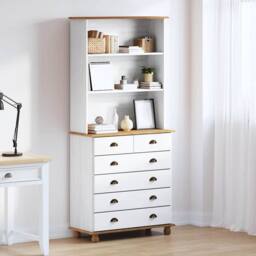 Berkfield Home Hutch ‚ÄúASKIM‚Äù White 91x40x199.5 cm Solid Wood Pine - thumbnail 2