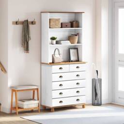 Berkfield Home Hutch ‚ÄúASKIM‚Äù White 91x40x199.5 cm Solid Wood Pine - thumbnail 4