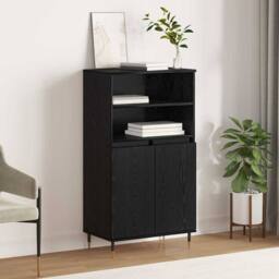 Berkfield Home Highboard with Shelf with Storage with Door Black Engineered wood - thumbnail 2