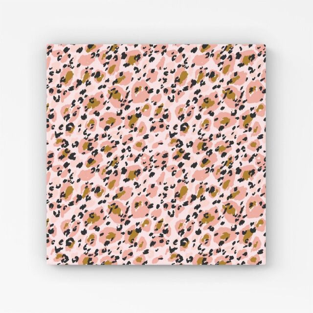 "Warren Reed - Designer Hand Drawn Pink Leopard Print Canvas - Size: W30"" x H30""" - image 1