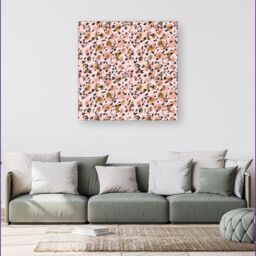 "Warren Reed - Designer Hand Drawn Pink Leopard Print Canvas - Size: W30"" x H30""" - thumbnail 4