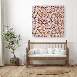 "Warren Reed - Designer Hand Drawn Pink Leopard Print Canvas - Size: W30"" x H30""" - thumbnail 3