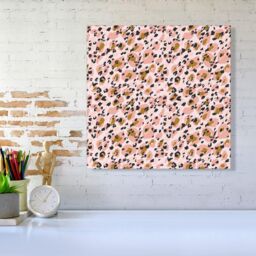 "Warren Reed - Designer Hand Drawn Pink Leopard Print Canvas - Size: W30"" x H30""" - thumbnail 2