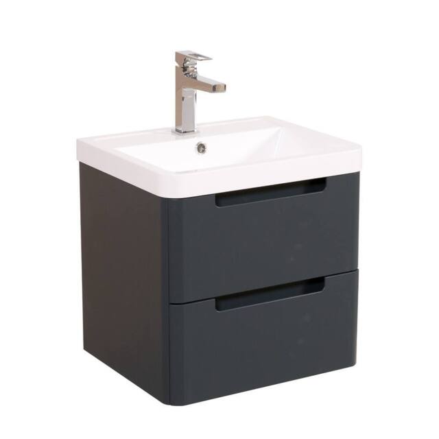 Bathroom Kingdom Monza Grey Wall Hung Slimline Basin Drawer Vanity 500mm - image 1