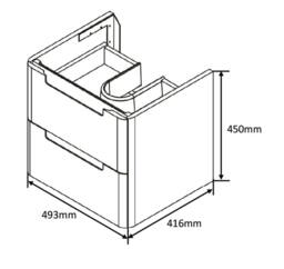 Bathroom Kingdom Monza Grey Wall Hung Slimline Basin Drawer Vanity 500mm - thumbnail 3