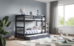 Flair Zoom Wooden Detachable Bunk Bed with Trundle in Grey - Size: Single - thumbnail 1