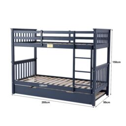 Flair Zoom Wooden Detachable Bunk Bed with Trundle in Grey - Size: Single - thumbnail 8