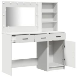 Berkfield Home 2 Piece Dressing Table Set with LED White Engineered Wood - thumbnail 6