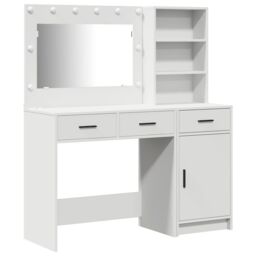 Berkfield Home 2 Piece Dressing Table Set with LED White Engineered Wood - thumbnail 2