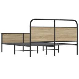 Berkfield Home Metal Bed Frame without Mattress Smoked Oak 160x200 cm in Brown - thumbnail 7