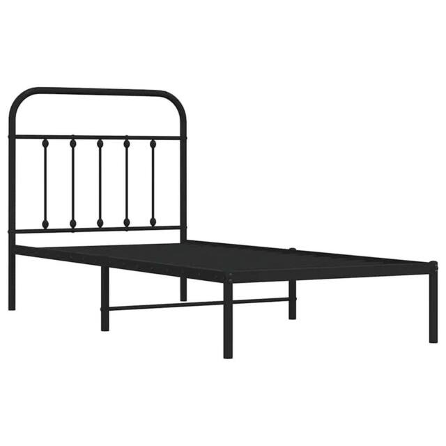 Berkfield Home Metal Bed Frame with Headboard Black 90x200 cm - image 1