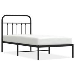 Berkfield Home Metal Bed Frame with Headboard Black 90x200 cm - thumbnail 3