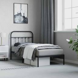 Berkfield Home Metal Bed Frame with Headboard Black 90x200 cm - thumbnail 4