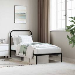 Berkfield Home Metal Bed Frame with Headboard Black 90x200 cm - thumbnail 2