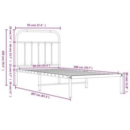 Berkfield Home Metal Bed Frame with Headboard Black 90x200 cm - thumbnail 9