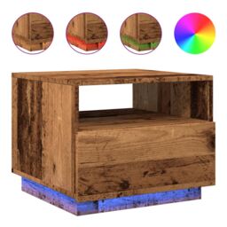 Berkfield Home Coffee Table with LED Lights Old Wood 50x49x40 cm in Brown - Size: 50 x 49 x 40 cm - thumbnail 2