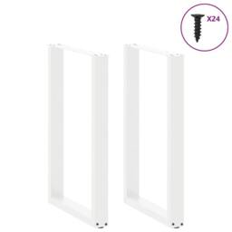 Berkfield Home Coffee Table Legs U-Shaped 2 pcs White 60x(90-91) cm Steel - thumbnail 3