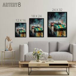 "Artery8 Sports Car Racing Motorsport Race Framed Canvas Wall Art Print in Blue - Size: W12"" x H16""" - thumbnail 4