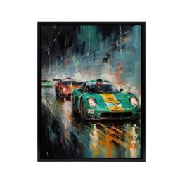 "Artery8 Sports Car Racing Motorsport Race Framed Canvas Wall Art Print in Blue - Size: W12"" x H16""" - thumbnail 1