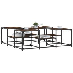 Berkfield Home Coffee Table Smoked Oak 121x121x40 cm Engineered Wood in Brown - Size: 121 x 121 x 40 cm - thumbnail 4
