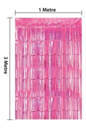 Netagon Metallic Tinsel Curtain 3M x 1M Pink - thumbnail 3