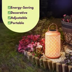 Marco Paul Solar Garden Lantern - Terracotta in Dusty Pink - thumbnail 6