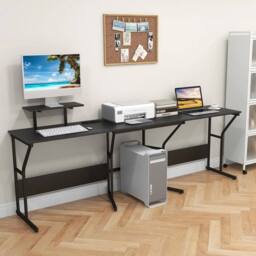 Kelvenix L-shaped Corner Computer Desk in Black - Size: 0.6m2 - thumbnail 4