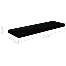 Berkfield Home Floating Wall Shelf High Gloss Black 80x23.5x3.8 cm MDF - thumbnail 7