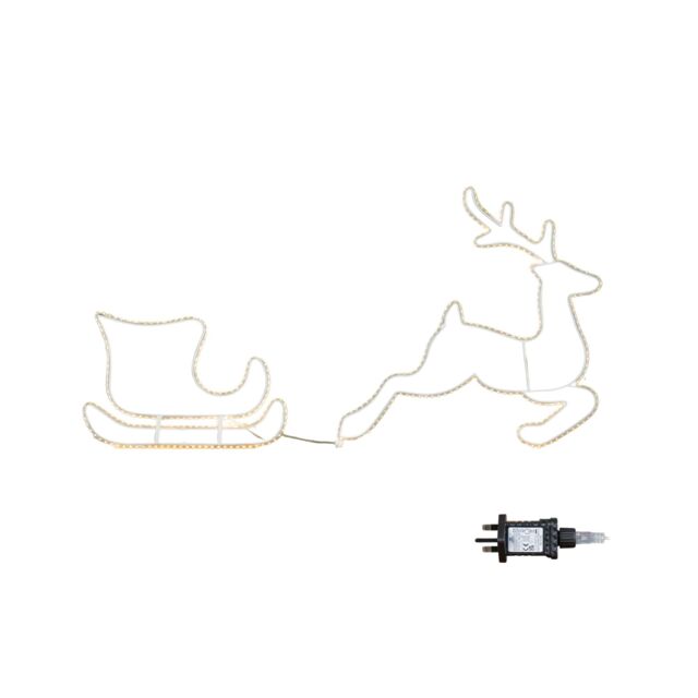 Samuel Alexander 42cm Hanging Christmas Reindeer & Sleigh Silhouette with White LEDs - image 1