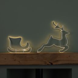 Samuel Alexander 42cm Hanging Christmas Reindeer & Sleigh Silhouette with White LEDs - thumbnail 2