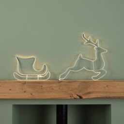 Samuel Alexander 42cm Hanging Christmas Reindeer & Sleigh Silhouette with White LEDs - thumbnail 5