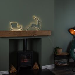 Samuel Alexander 42cm Hanging Christmas Reindeer & Sleigh Silhouette with White LEDs - thumbnail 4