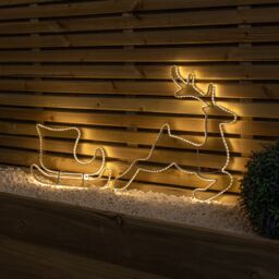 Samuel Alexander 42cm Hanging Christmas Reindeer & Sleigh Silhouette with White LEDs - thumbnail 3