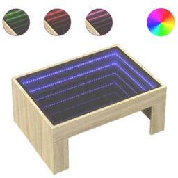 Berkfield Home Coffee Table with Infinity LED Sonoma Oak 70x50x30 cm in Brown - Size: 70 x 50 x 30 cm - thumbnail 1