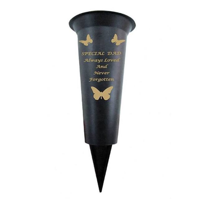 David Fischhoff Memorial Grave Plastic Spike Vase - Dad in Black - image 1