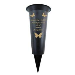 David Fischhoff Memorial Grave Plastic Spike Vase - Dad in Black - thumbnail 1