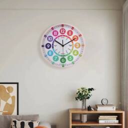EONLION Pink 25cm Round Learning Clock - Size: 100 cm - thumbnail 4