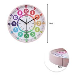 EONLION Pink 25cm Round Learning Clock - Size: 100 cm - thumbnail 2