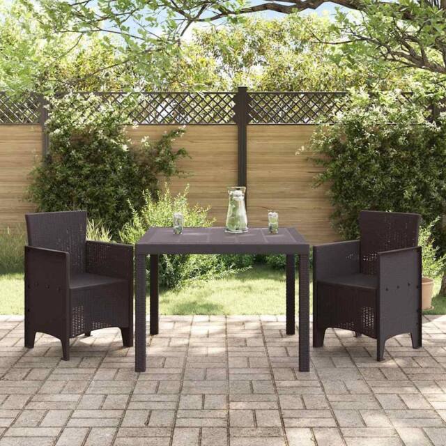 Berkfield Home Modern Garden Dining Set Set of 3 Dark Brown Polypropylene Resin - image 1