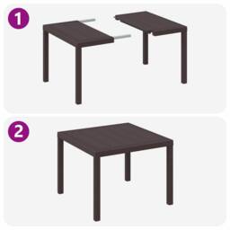 Berkfield Home Modern Garden Dining Set Set of 3 Dark Brown Polypropylene Resin - thumbnail 9
