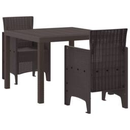 Berkfield Home Modern Garden Dining Set Set of 3 Dark Brown Polypropylene Resin - thumbnail 3