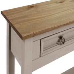 Havendro Console Table Grey 3 Drawer Wax Solid Pine Hall in Light Grey - thumbnail 3