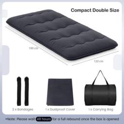 Kelvenix Floor Mattress Futon Mattress 190 x 120 x 10 cm-Black in Black - Size: Single - thumbnail 2