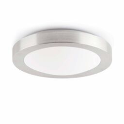 Netlighting Logos 2 Light Medium Round Bathroom Flush Ceiling Light Aluminium White IP44 E27