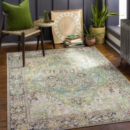 Livabliss Iris Vintage Red Blue Beige Green Traditional Boho Living Dining Bedroom Rug - Size: 110 cm x 170 cm - thumbnail 1